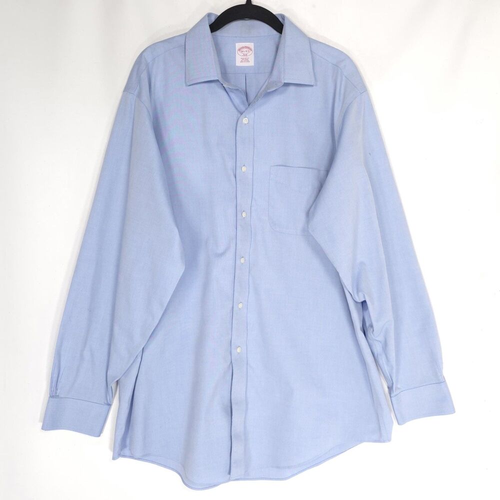 BROOKS BROTHERS 346 Blue Dress Shirt 16.5 Cotton Button Up Classic Fit